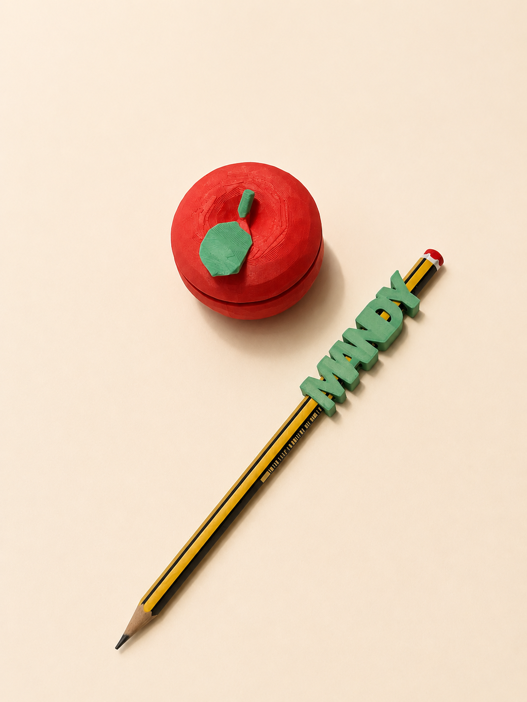 Pomme à Cliquer Personnalisée avec Embout de Crayon | Cadeau de Rentrée