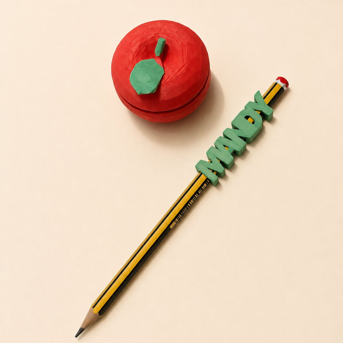 Pomme à Cliquer Personnalisée avec Embout de Crayon | Cadeau de Rentrée