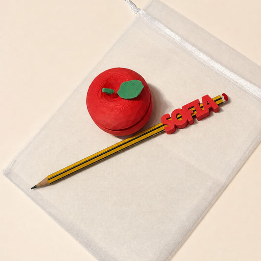 Pomme à Cliquer Personnalisée avec Embout de Crayon | Cadeau de Rentrée