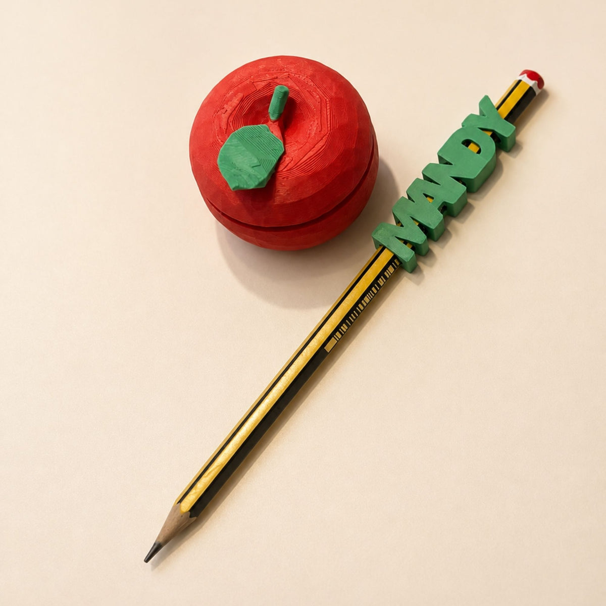 Pomme à Cliquer Personnalisée avec Embout de Crayon | Cadeau de Rentrée