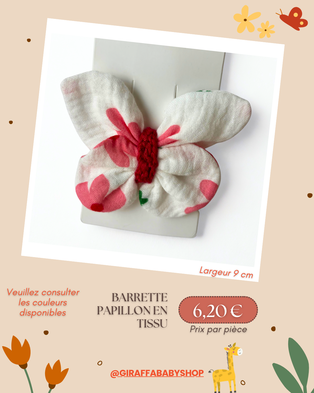 Barrette Papillon en tissu